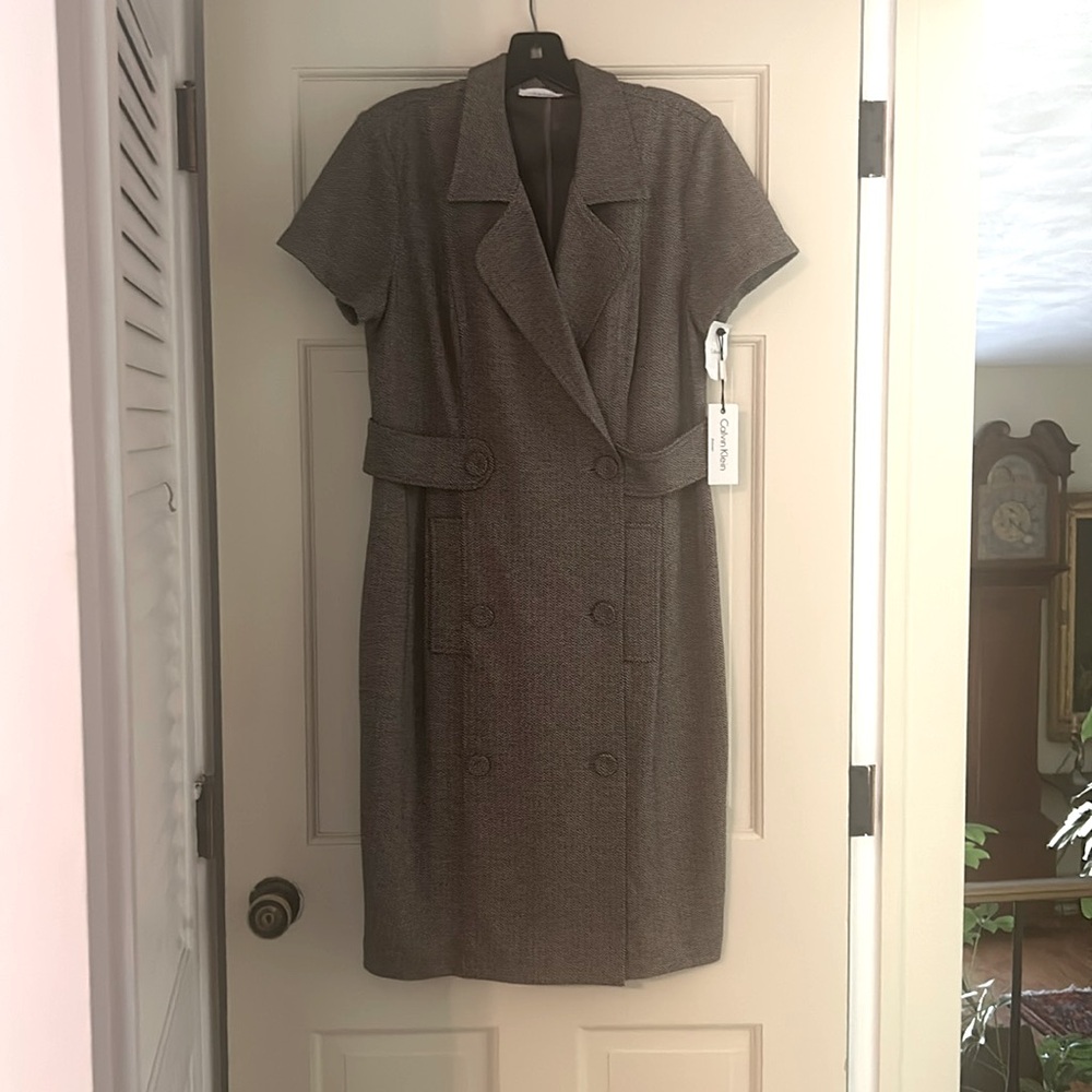 Grey tweed Calvin Klein dress with pockets new with tags